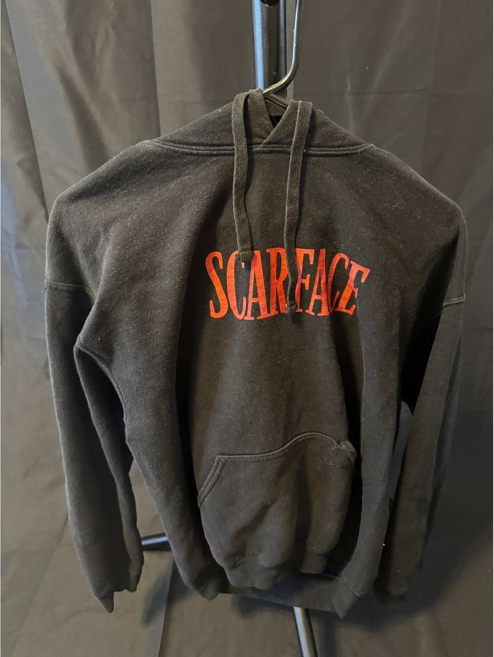 Scarface Black Hoodie with Graphic Print and Red Logo